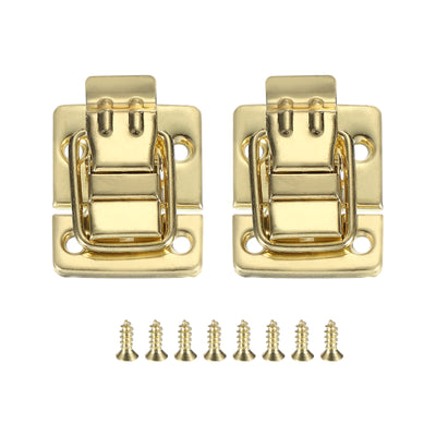 Harfington Uxcell Toggle Latches Catch Chest, 2Pcs Suitcase Boxes Buckles Trunk Lock Hasp,Gold