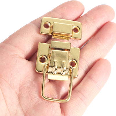 Harfington Uxcell Fastener Toggle Latches Catch Chest, 4Pcs Metal Suitcase Boxes Buckles Retro Trunk Box Hasp Lock with Screw for Wooden Packing Case Toolbox Cabinet, Gold