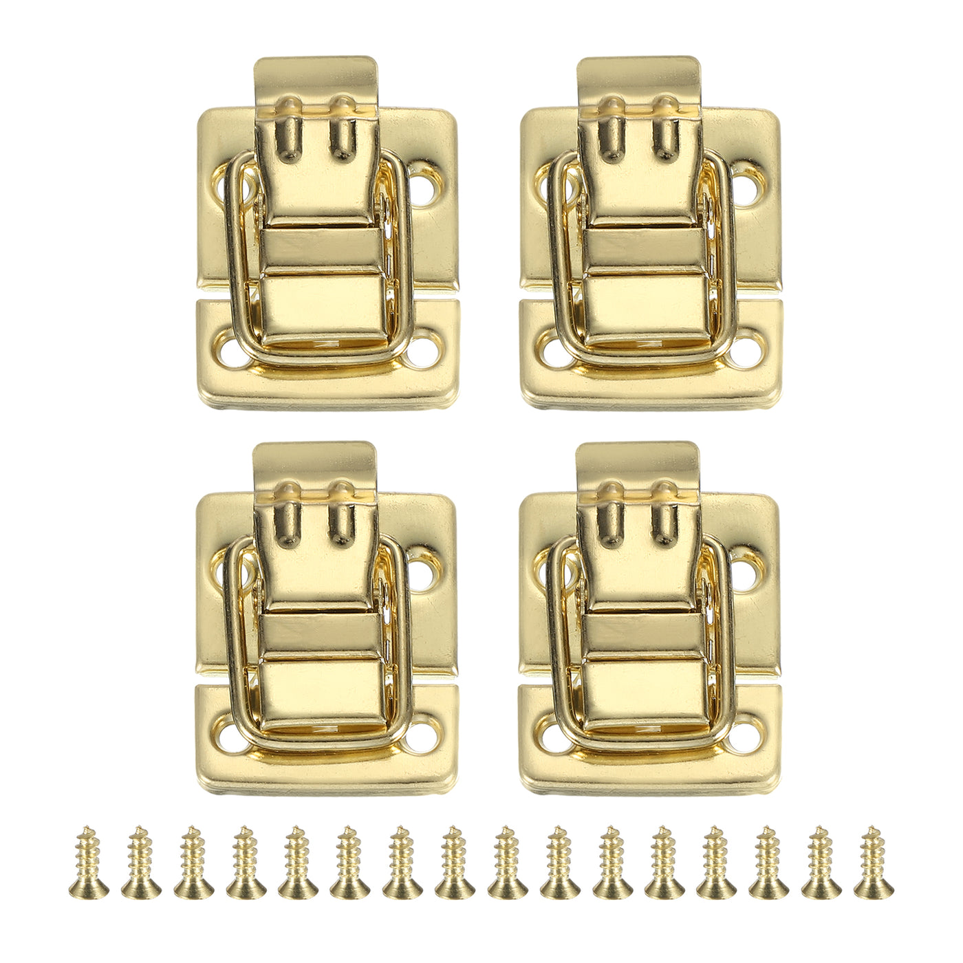 uxcell Uxcell Fastener Toggle Latches Catch Chest, 4Pcs Metal Suitcase Boxes Buckles Retro Trunk Box Hasp Lock with Screw for Wooden Packing Case Toolbox Cabinet, Gold