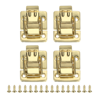 Harfington Uxcell Fastener Toggle Latches Catch Chest, 4Pcs Metal Suitcase Boxes Buckles Retro Trunk Box Hasp Lock with Screw for Wooden Packing Case Toolbox Cabinet, Gold