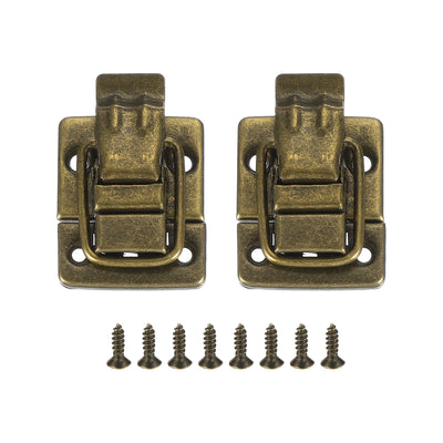 Harfington Uxcell Fastener Toggle Latches Catch Chest, 2 Stück Metallkofferboxen Schnallen Retro-Truhenverschluss mit Schraube für Holzverpackungskiste Werkzeugkasten Schrank, Bronze