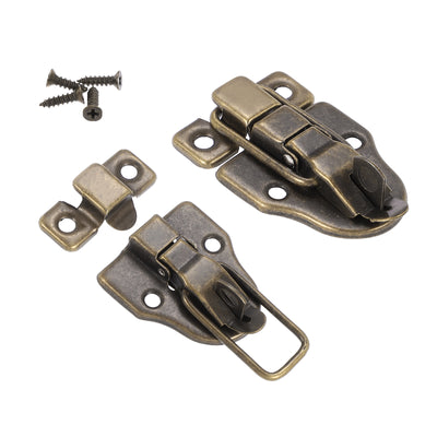 Harfington 2 Pack Small Metal Duckbilled Box Toggle Latch with Padlock Hole & Screw, Bronze