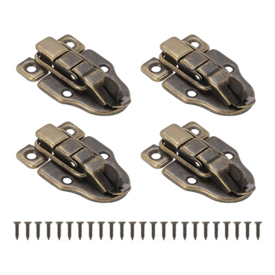 Harfington 4 Pack Small Metal Duckbilled Box Toggle Latch with Padlock Hole & Screw, Bronze