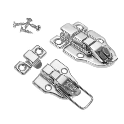 Harfington 4 Pack Small Metal Duckbilled Box Toggle Latch with Padlock Hole & Screw, Silver