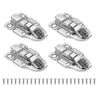 Harfington 4 Pack Small Metal Duckbilled Box Toggle Latch with Padlock Hole & Screw, Silver