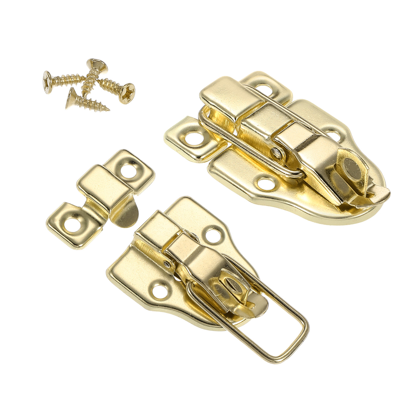 Harfington 2 Pack Small Metal Duckbilled Box Toggle Latch with Padlock Hole & Screw, Gold