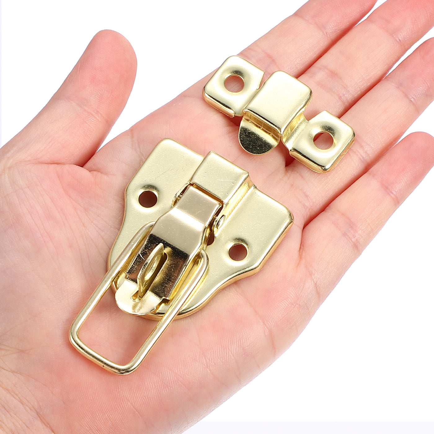 Harfington 6 Pack Small Metal Duckbilled Box Toggle Latch with Padlock Hole & Screw, Gold