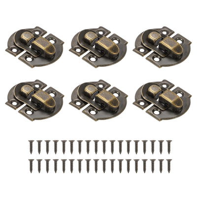 Harfington 6 Pack Small Metal Vintage Box Toggle Latch with Mounting Screw, Bronze