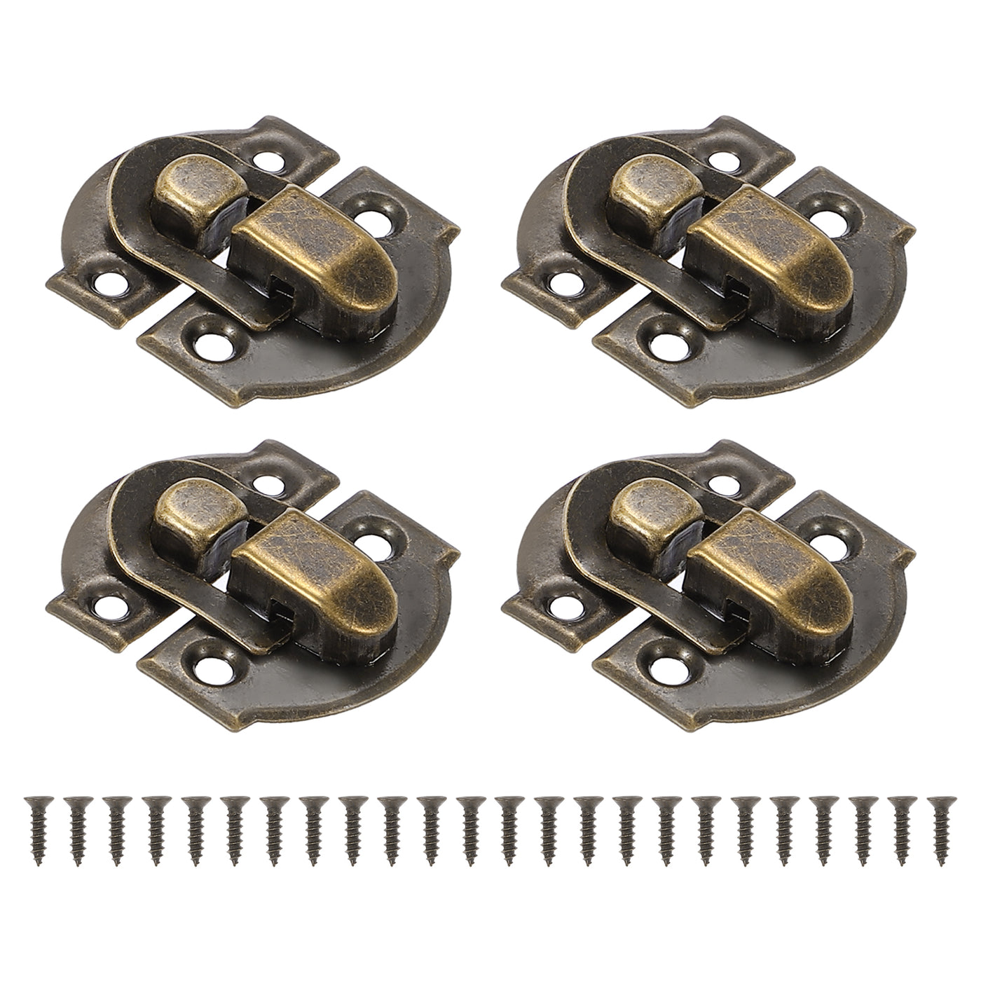 Harfington 4 Pack Small Metal Vintage Box Toggle Latch with Mounting Screw, Bronze