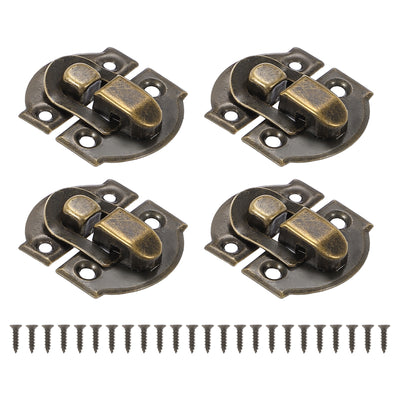 Harfington 4 Pack Small Metal Vintage Box Toggle Latch with Mounting Screw, Bronze