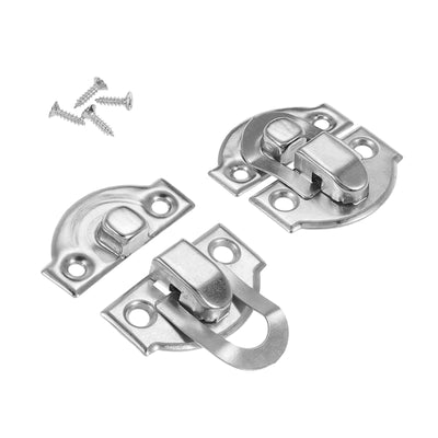 Harfington 4 Pack Small Metal Vintage Box Toggle Latch with Mounting Screw, Silver