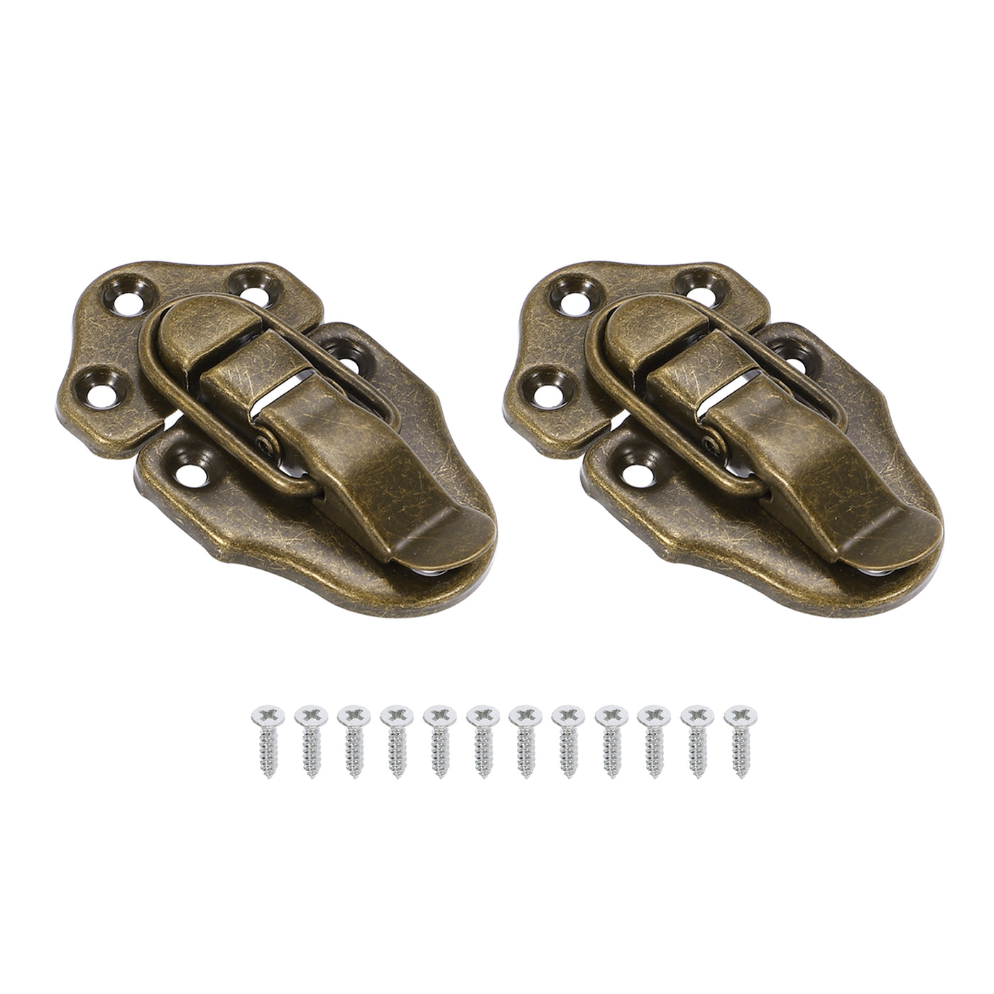 Harfington 2 Pack Retro Style Duckbilled Toggle Hasp Latch with Mounting Screw, Bronze