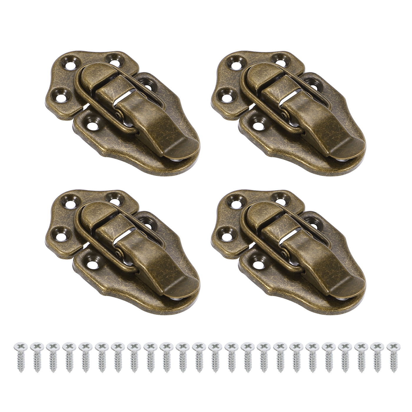 Harfington 4 Pack Retro Style Duckbilled Toggle Hasp Latch with Mounting Screw, Bronze