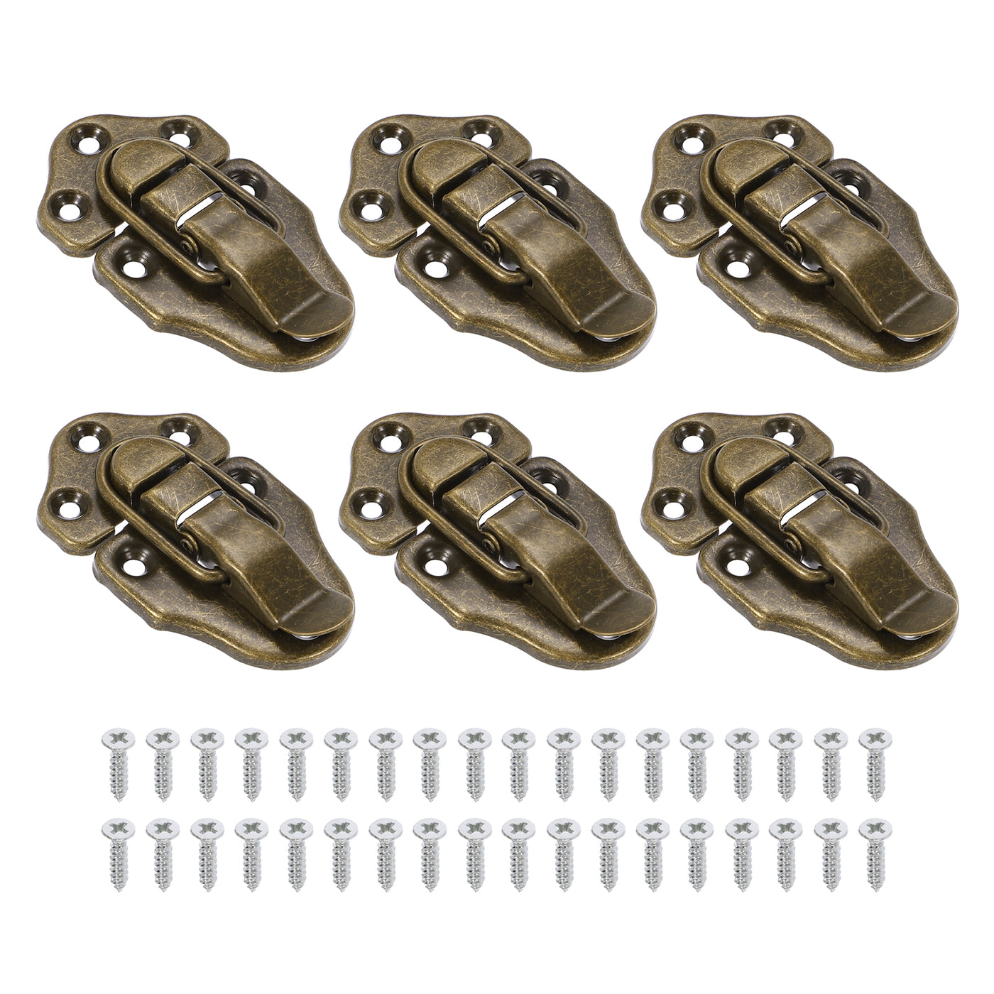 Harfington 6 Pack Retro Style Duckbilled Toggle Hasp Latch with Mounting Screw, Bronze