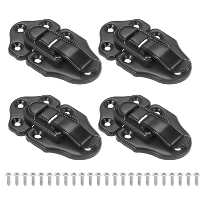 Harfington 4 Pack Retro Style Duckbilled Toggle Hasp Latch with Mounting Screw, Black