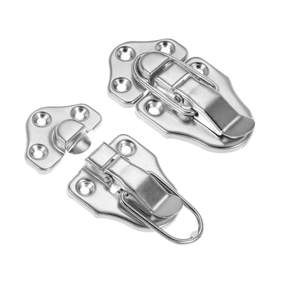 Harfington 2 Pack Retro Style Duckbilled Toggle Hasp Latch with Mounting Screw, Silver