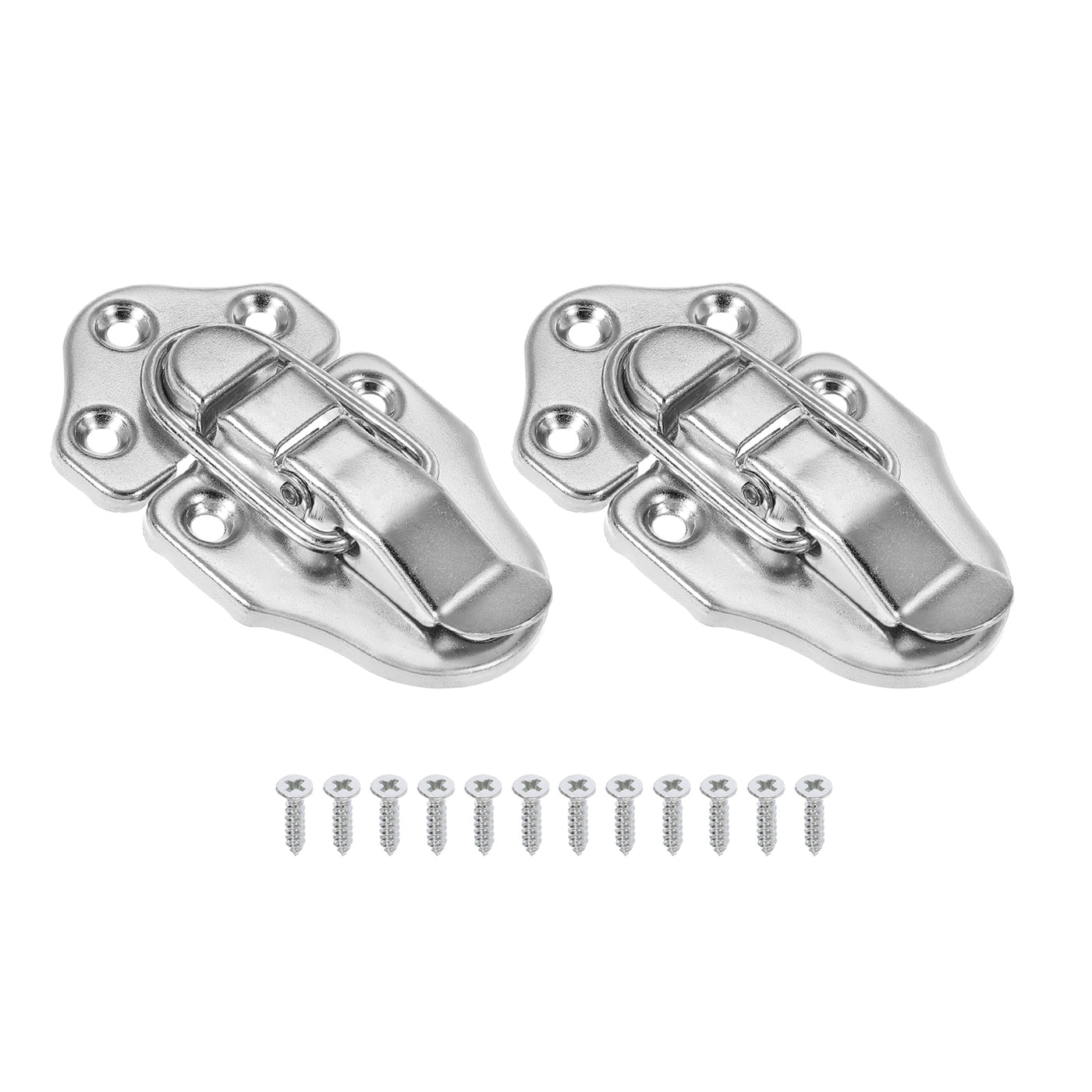 Harfington 2 Pack Retro Style Duckbilled Toggle Hasp Latch with Mounting Screw, Silver