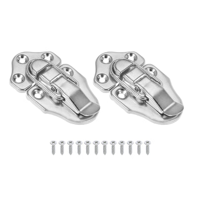 Harfington 2 Pack Retro Style Duckbilled Toggle Hasp Latch with Mounting Screw, Silver