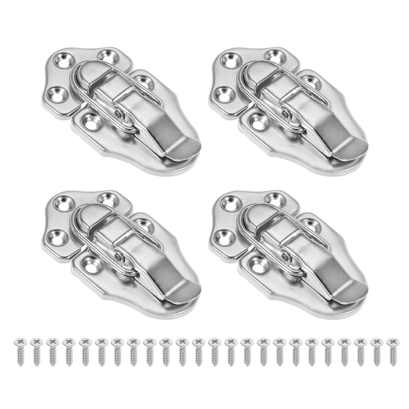 Harfington 4 Pack Retro Style Duckbilled Toggle Hasp Latch with Mounting Screw, Silver