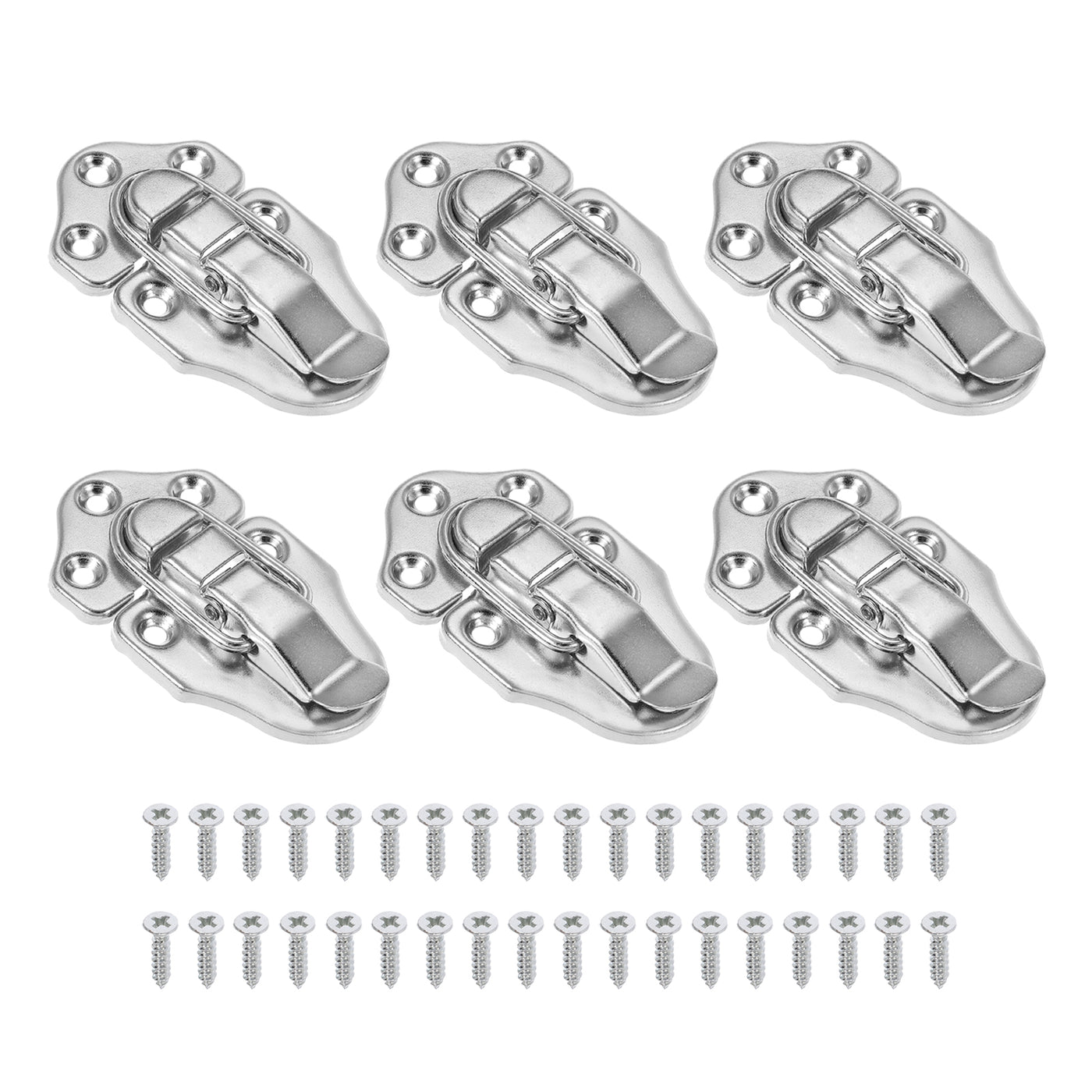 Harfington 6 Pack Retro Style Duckbilled Toggle Hasp Latch with Mounting Screw, Silver