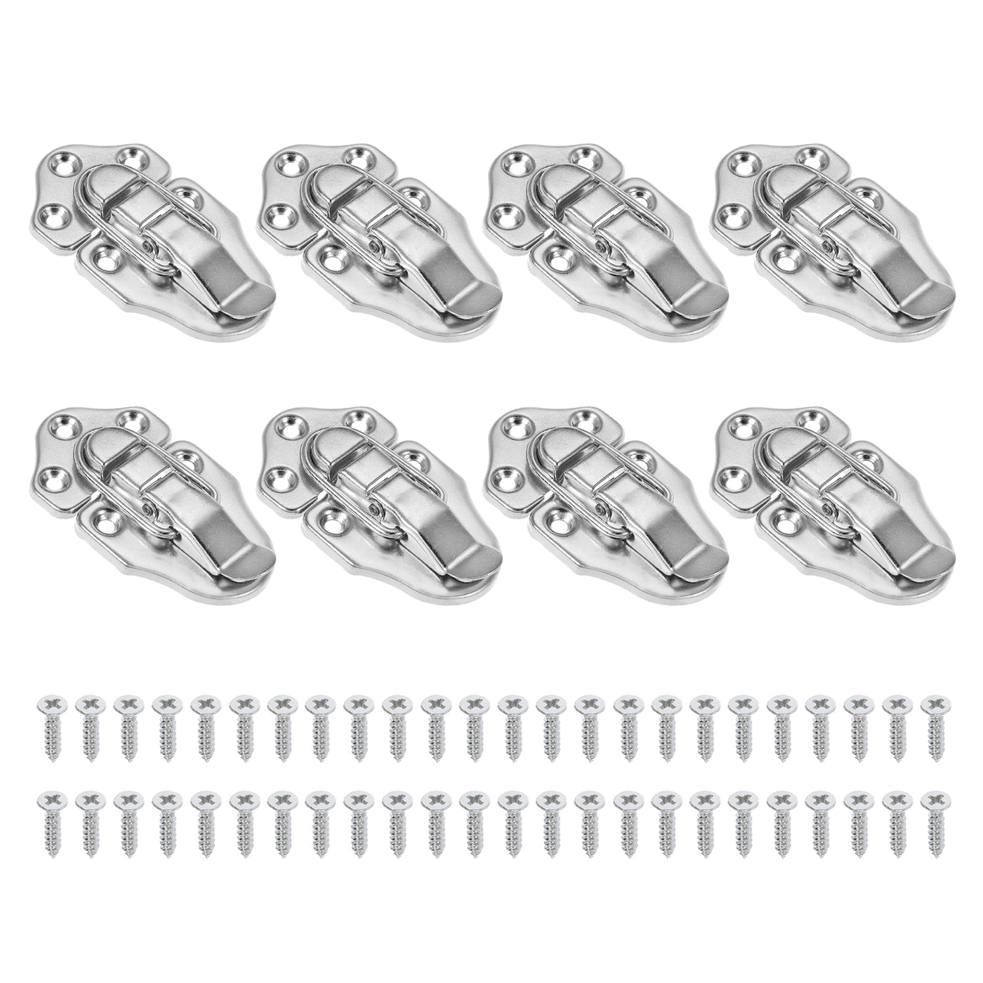 Harfington 8 Pack Retro Style Duckbilled Toggle Hasp Latch with Mounting Screw, Silver