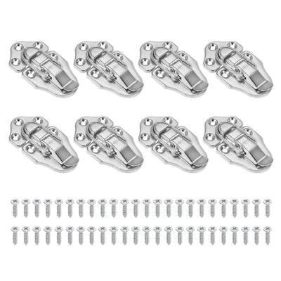 Harfington 8 Pack Retro Style Duckbilled Toggle Hasp Latch with Mounting Screw, Silver