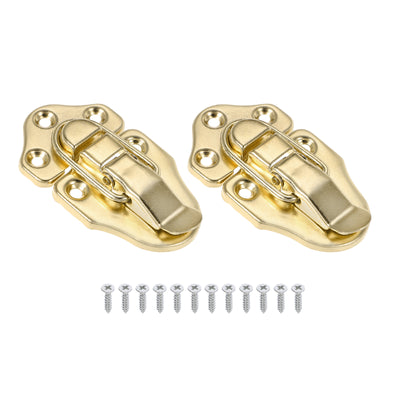 Harfington 2 Pack Retro Style Duckbilled Toggle Hasp Latch with Mounting Screw, Gold