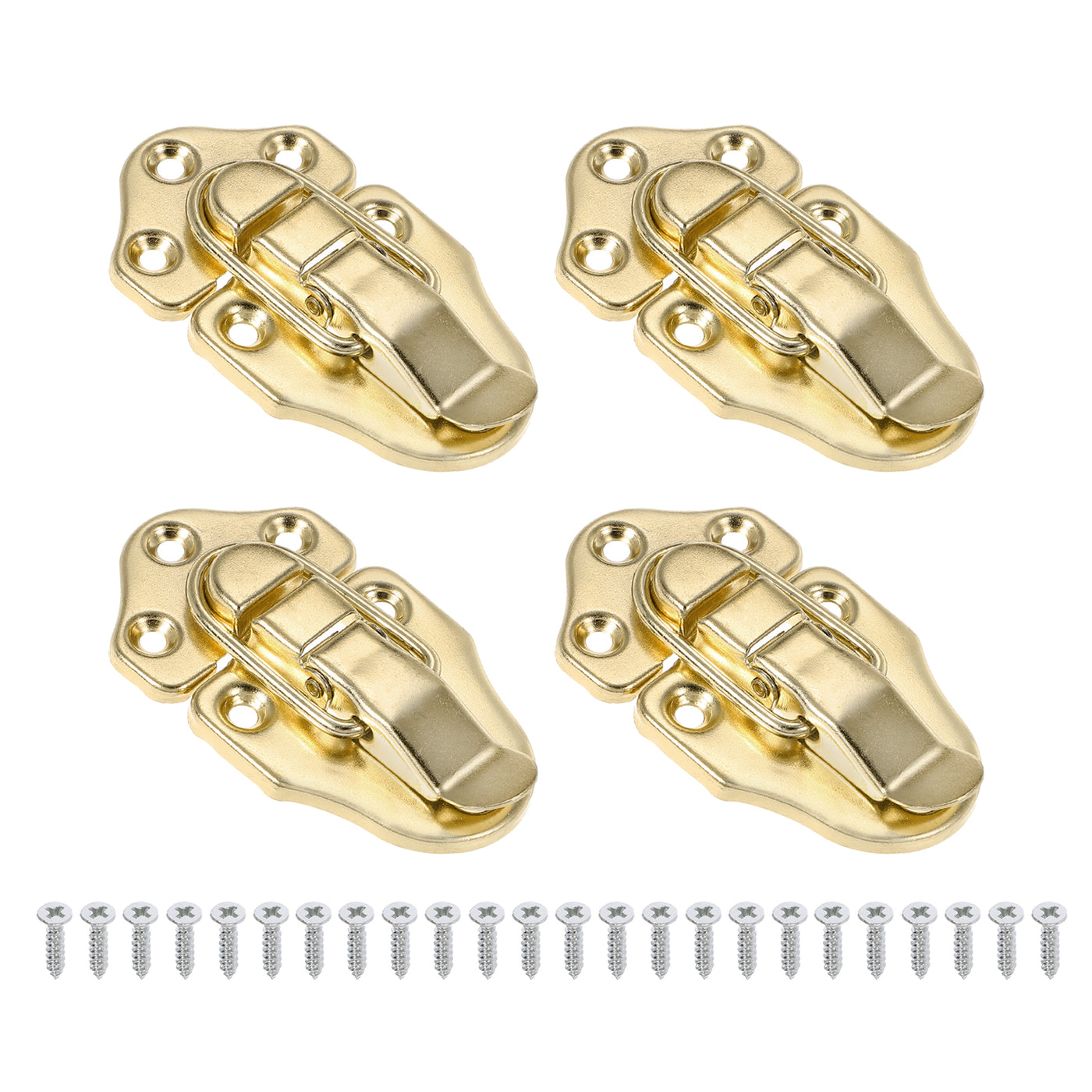 Harfington 4 Pack Retro Style Duckbilled Toggle Hasp Latch with Mounting Screw, Gold