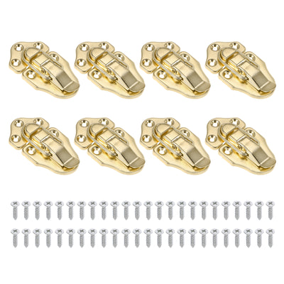 Harfington 8 Pack Retro Style Duckbilled Toggle Hasp Latch with Mounting Screw, Gold