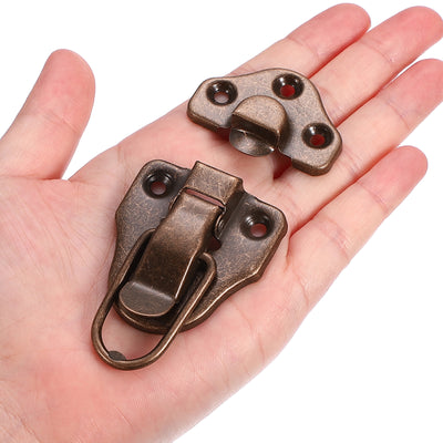 Harfington 4 Pack Retro Style Duckbilled Toggle Hasp Latch with Mounting Screw, Red Bronze