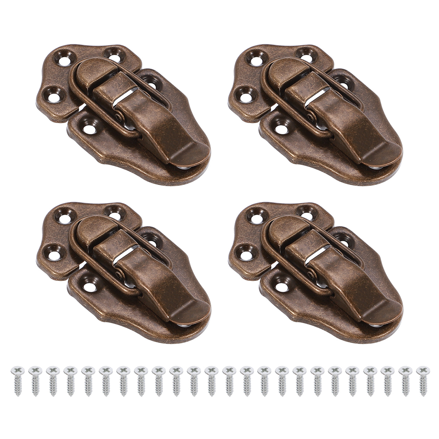 Harfington 4 Pack Retro Style Duckbilled Toggle Hasp Latch with Mounting Screw, Red Bronze