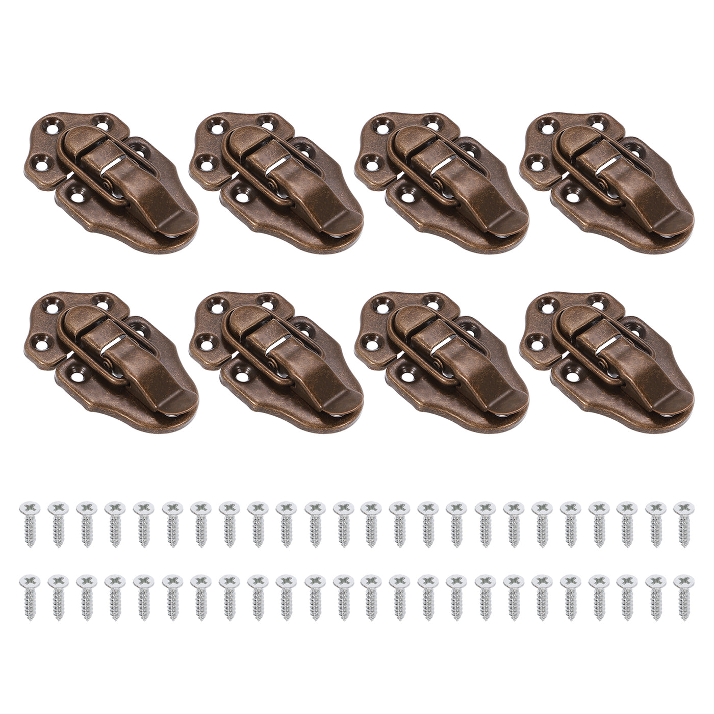 Harfington 8 Pack Retro Style Duckbilled Toggle Hasp Latch with Mounting Screw, Red Bronze