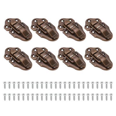 Harfington 8 Pack Retro Style Duckbilled Toggle Hasp Latch with Mounting Screw, Red Bronze