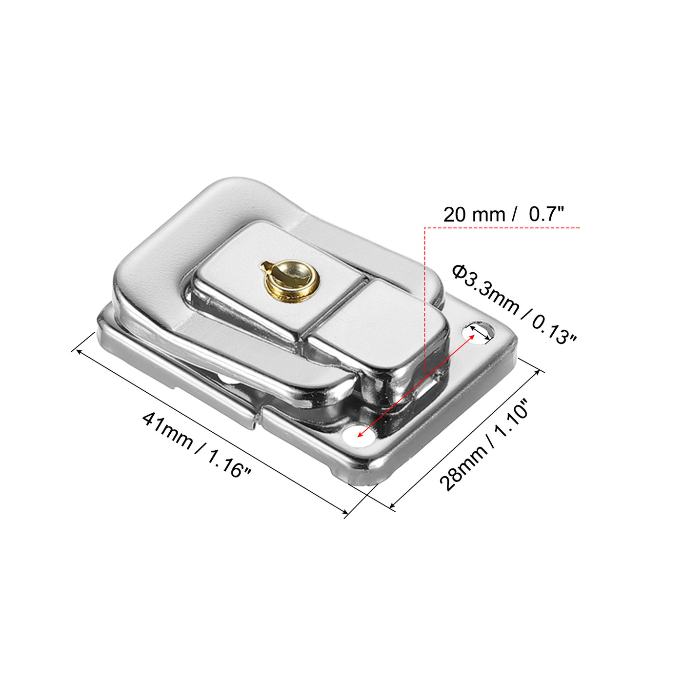 Harfington Suitcase Lock Hasp 1.6"x1.10",1Pcs Iron Toggle Catch Latch with Key/Screw,Silver