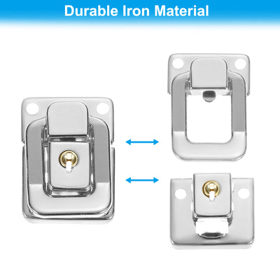 Harfington Suitcase Lock Hasp 1.6"x1.10",1Pcs Iron Toggle Catch Latch with Key/Screw,Silver