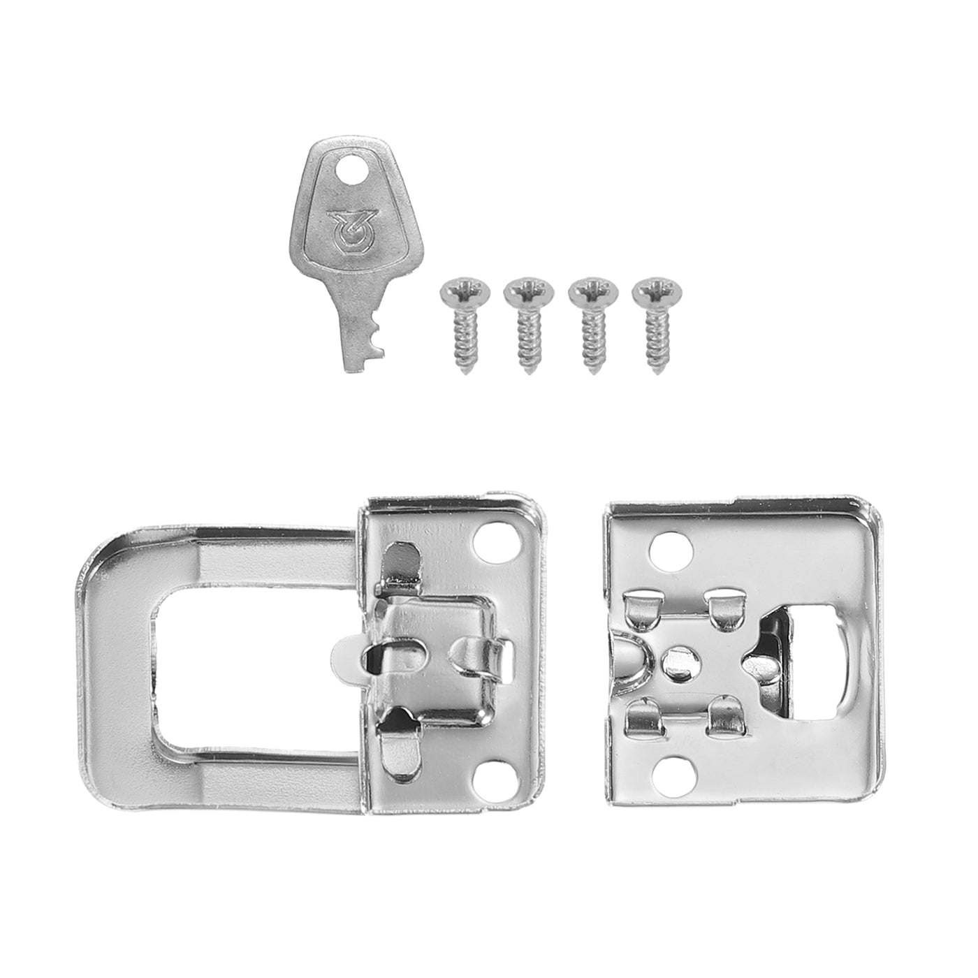 Harfington Suitcase Lock Hasp 1.6"x1.10",1Pcs Iron Toggle Catch Latch with Key/Screw,Silver