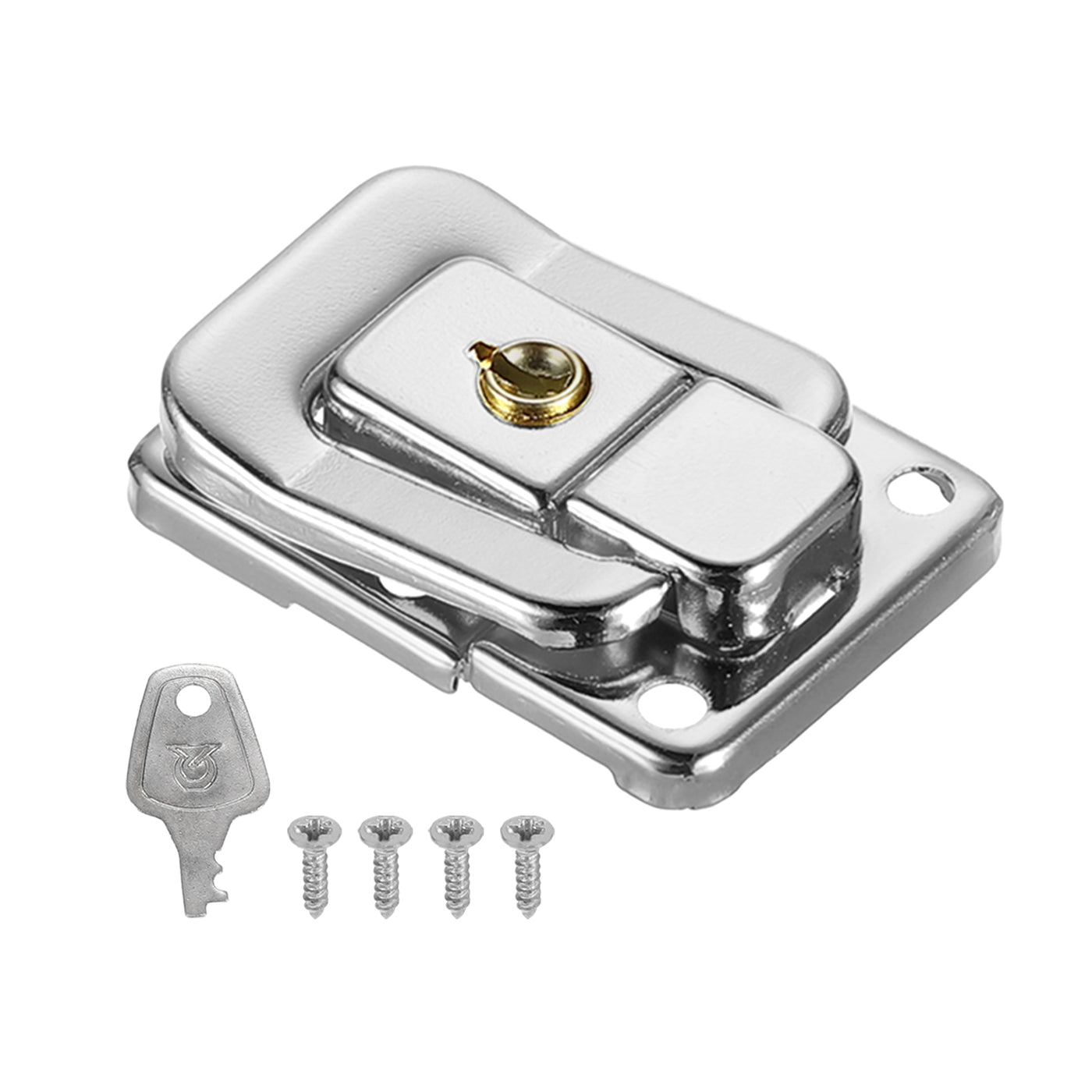 Harfington Suitcase Lock Hasp 1.6"x1.10",1Pcs Iron Toggle Catch Latch with Key/Screw,Silver