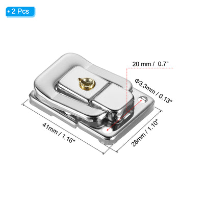 Harfington Suitcase Lock Hasp 1.6"x1.10",2Pcs Iron Toggle Catch Latch with Key/Screw,Silver