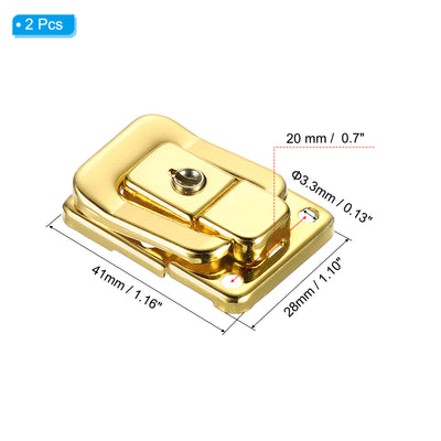 Harfington Kofferschloss Haspe 1.6" x 1.10", 2 Stücke Eisen Knebelverschluss mit Schlüsseln/Schrauben Riegelverschluss für Schmuckschatulle Holzkiste Werkzeugkasten, Gold