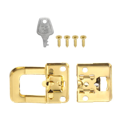 Harfington Suitcase Lock Hasp 1.6"x1.10",4Pcs Iron Toggle Catch Latch with Key/Screw,Gold