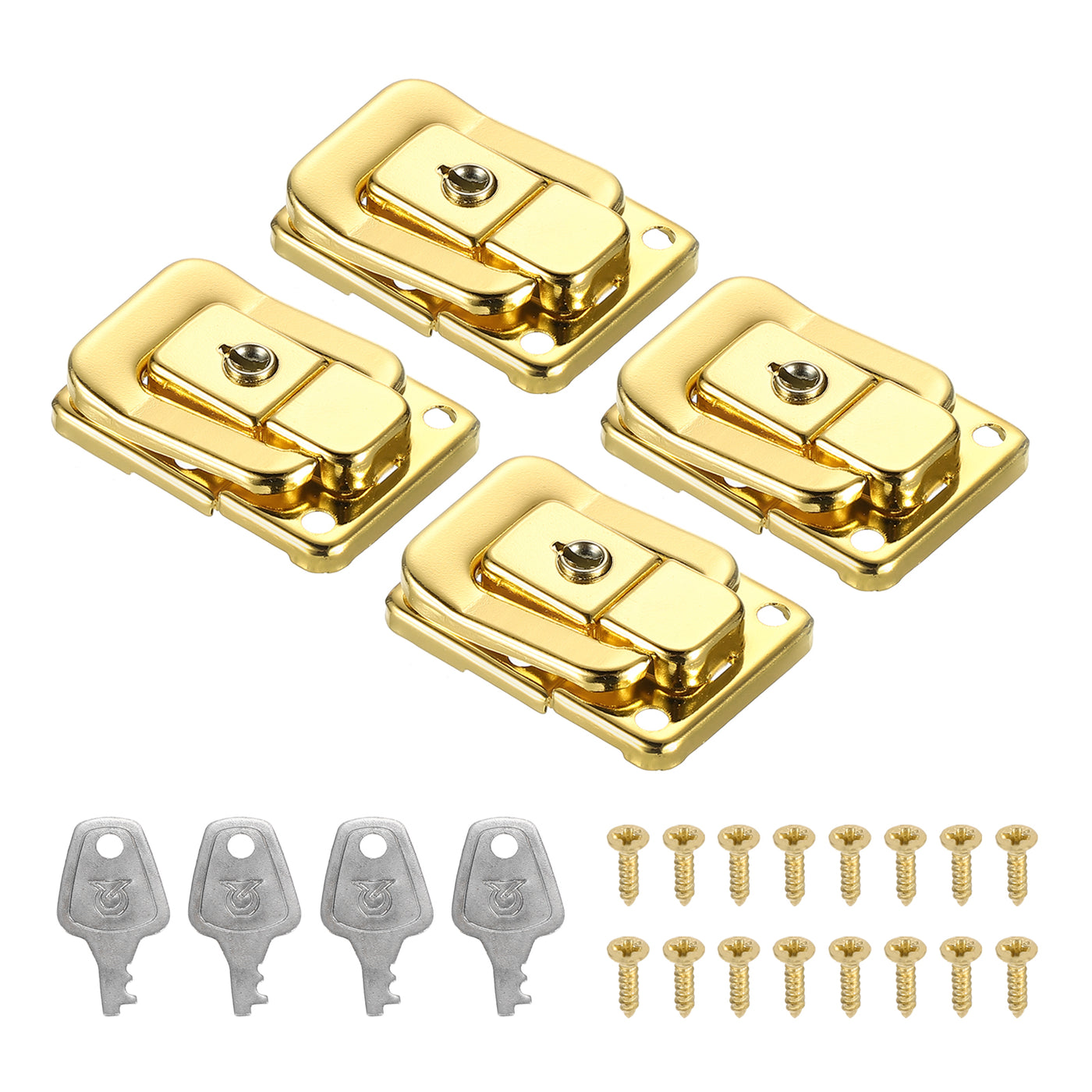 Harfington Suitcase Lock Hasp 1.6"x1.10",4Pcs Iron Toggle Catch Latch with Key/Screw,Gold