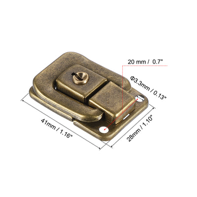 Harfington Suitcase Lock Hasp 1.6"x1.10",1Pcs Iron Toggle Catch Latch with Key/Screw,Bronze