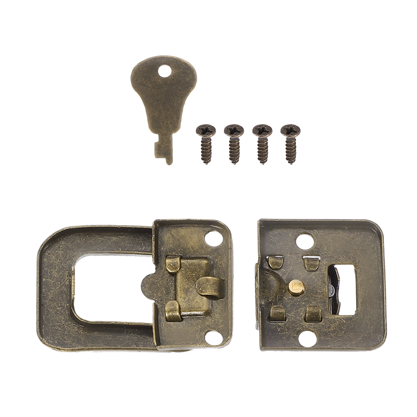 Harfington Suitcase Lock Hasp 1.6"x1.10",1Pcs Iron Toggle Catch Latch with Key/Screw,Bronze