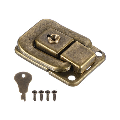 Harfington Suitcase Lock Hasp 1.6"x1.10",1Pcs Iron Toggle Catch Latch with Key/Screw,Bronze