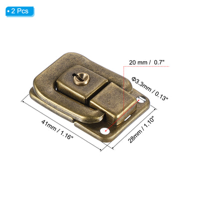 Harfington Suitcase Lock Hasp 1.6"x1.10",2Pcs Iron Toggle Catch Latch with Key/Screw,Bronze