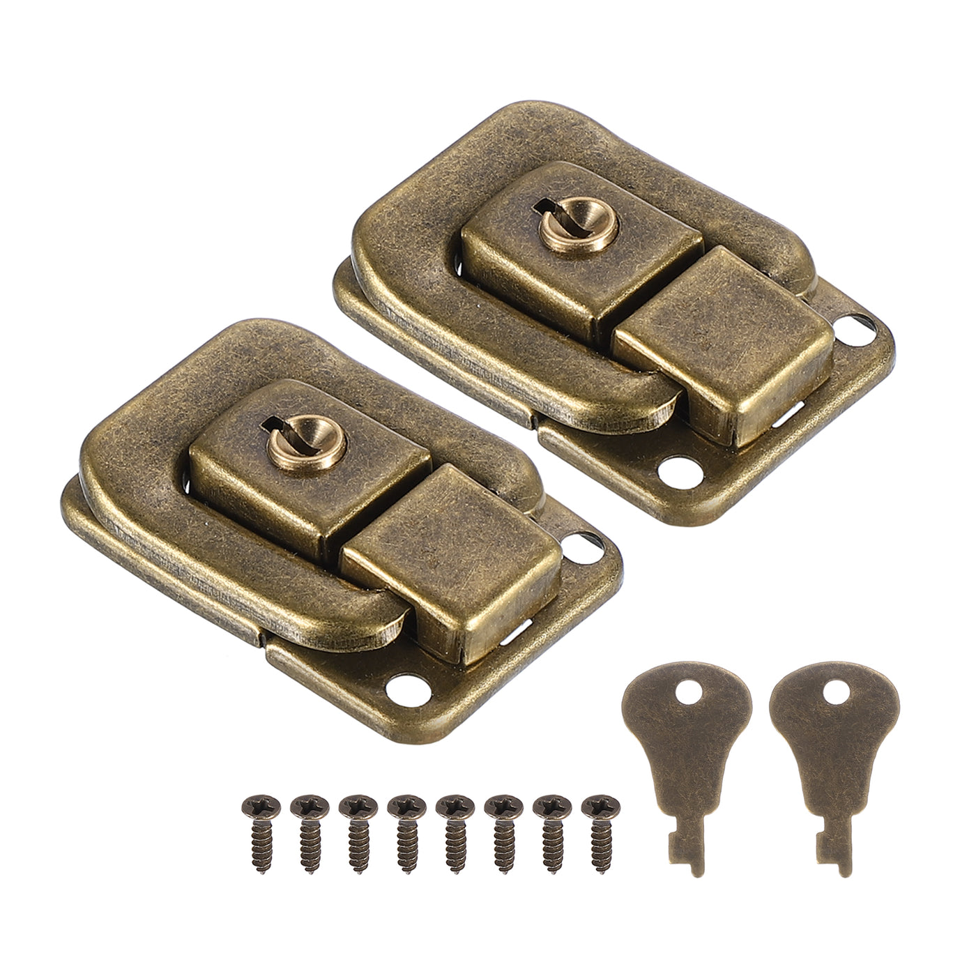 Harfington Suitcase Lock Hasp 1.6"x1.10",2Pcs Iron Toggle Catch Latch with Key/Screw,Bronze