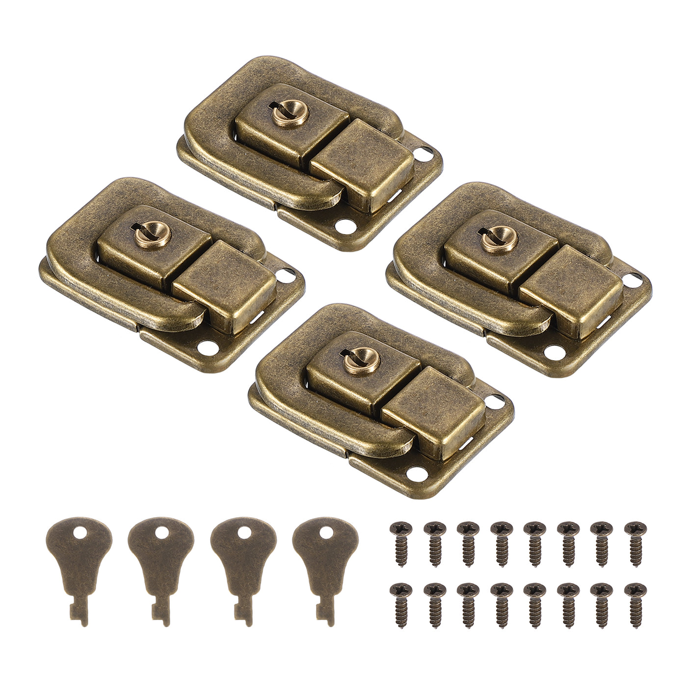 Harfington Suitcase Lock Hasp 1.6"x1.10",4Pcs Iron Toggle Catch Latch with Key/Screw,Bronze