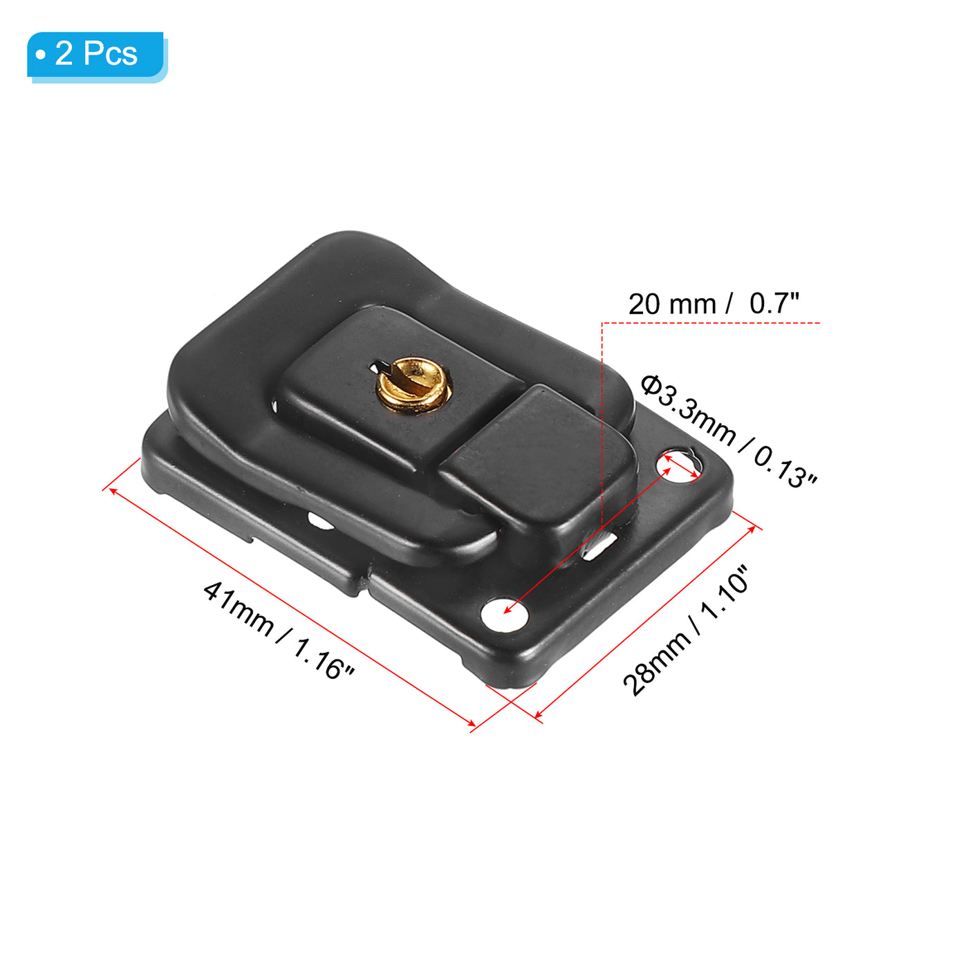 Harfington Suitcase Lock Hasp 1.6"x1.10",2Pcs Iron Toggle Catch Latch with Key/Screw,Black