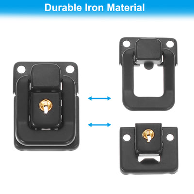 Harfington Suitcase Lock Hasp 1.6"x1.10",2Pcs Iron Toggle Catch Latch with Key/Screw,Black