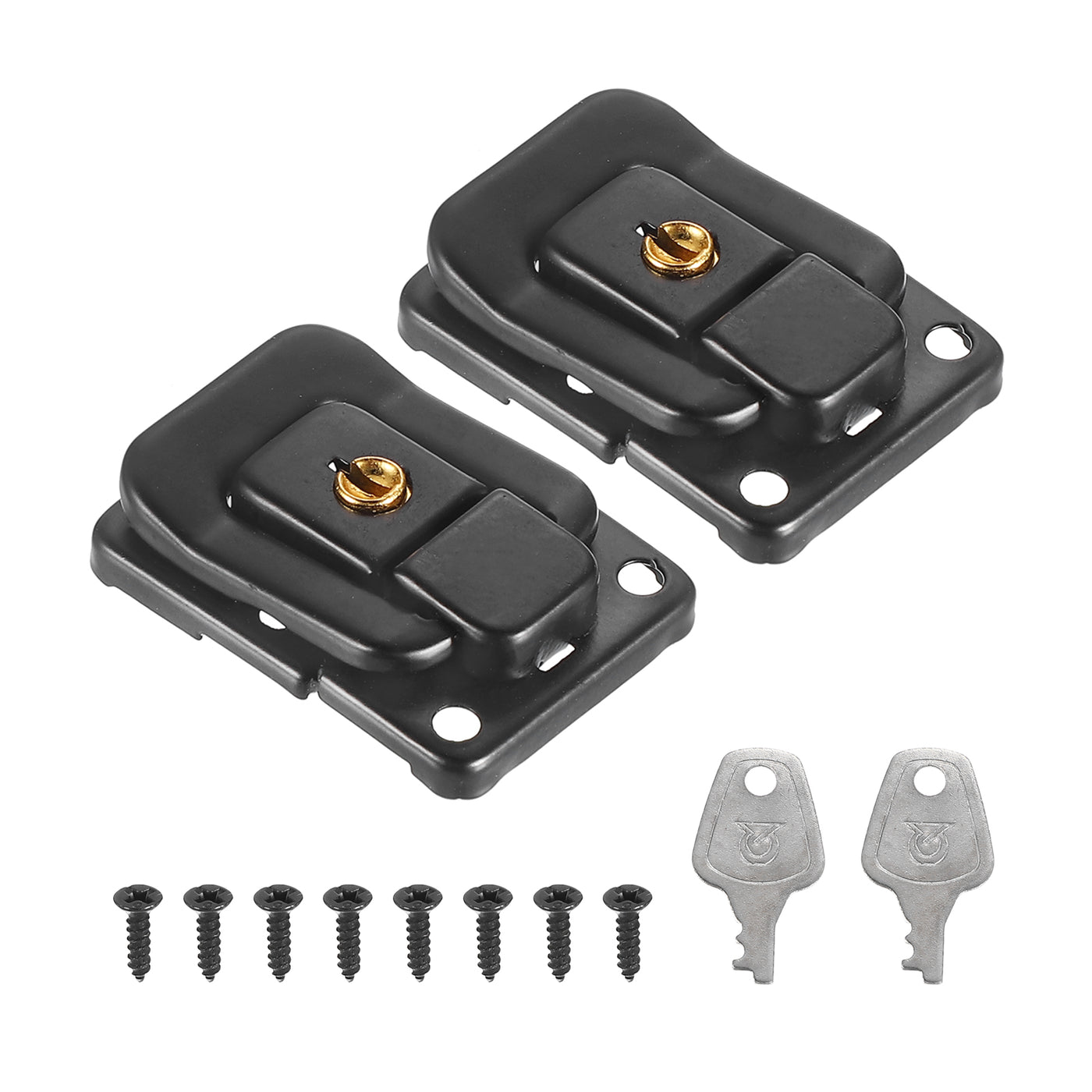 Harfington Suitcase Lock Hasp 1.6"x1.10",2Pcs Iron Toggle Catch Latch with Key/Screw,Black